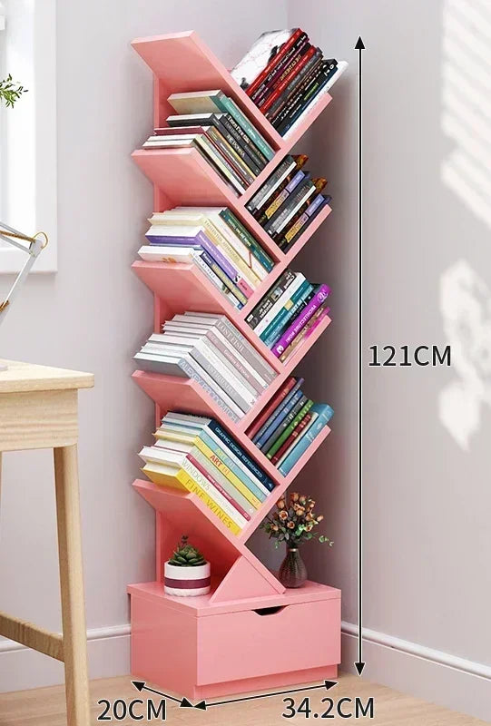 Children's bookshelf storage shelf floor-to-ceiling simple modern wall tree-shaped simple small living room bookcase
