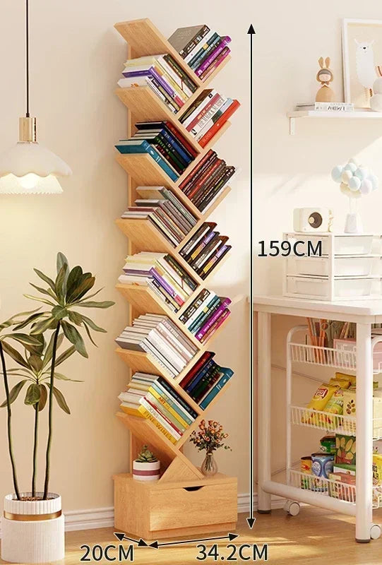 Children's bookshelf storage shelf floor-to-ceiling simple modern wall tree-shaped simple small living room bookcase