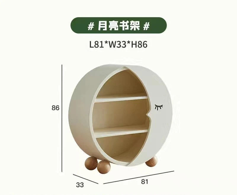 Modern Cream Style Sideboard Cabinet Lovely Moon Shape Storage Display Bookcase Children's Room Living Room Furniture Sideboard