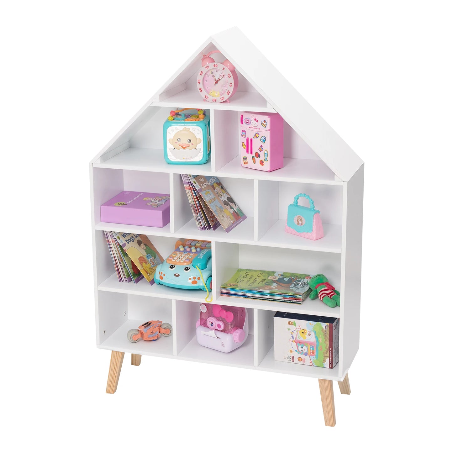 Children's Bookshelf with 5 Levels Toy Organizer Storage Shelves Children Bookcase Kid Display Living Room Decoration Furniture