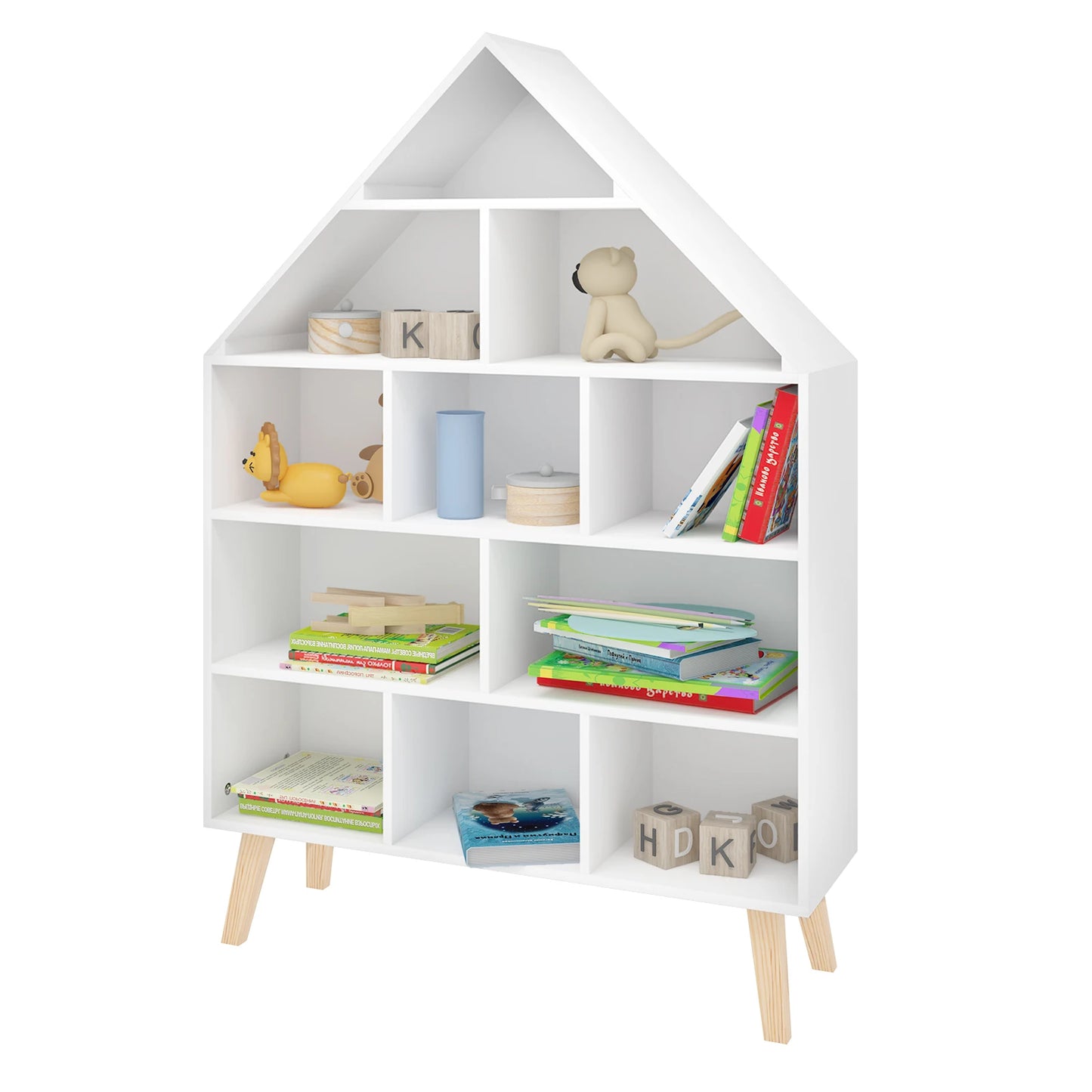 Children's Bookshelf with 5 Levels Toy Organizer Storage Shelves Children Bookcase Kid Display Living Room Decoration Furniture