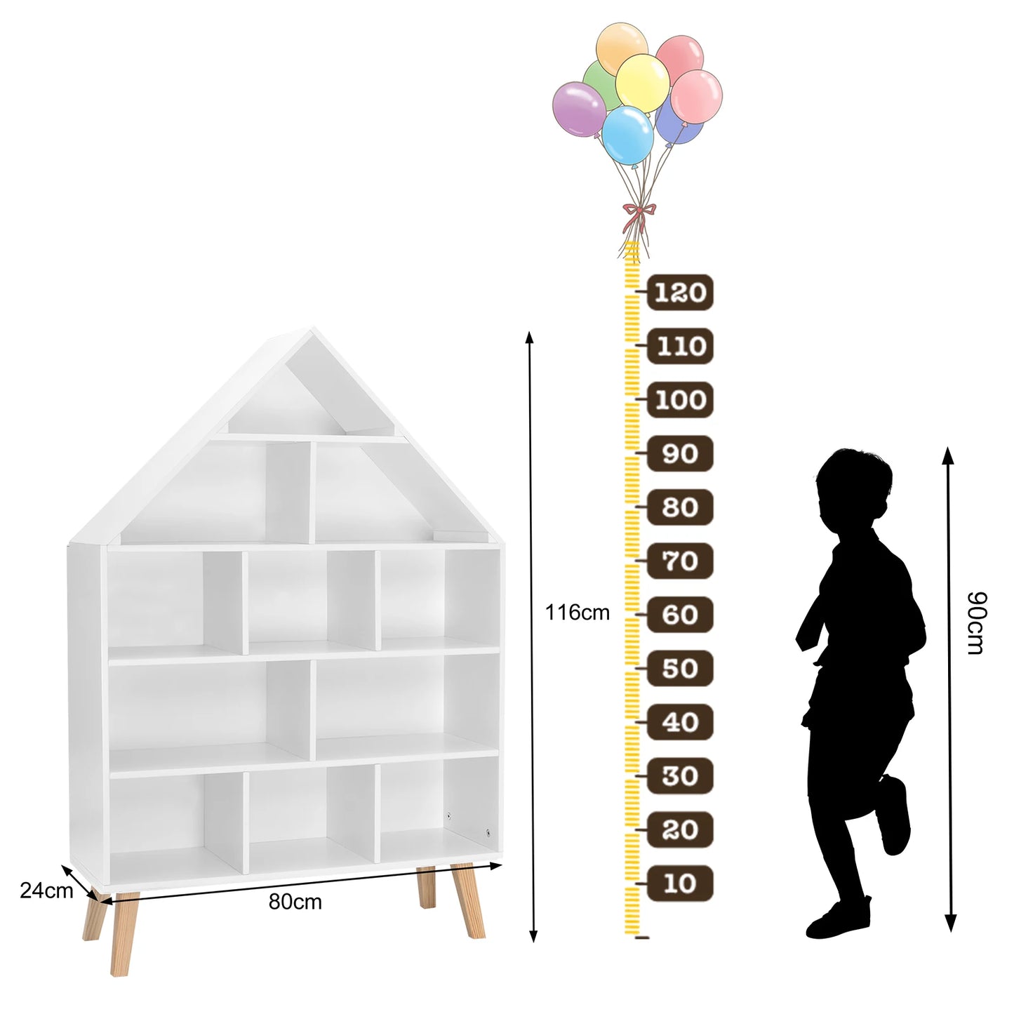 Children's Bookshelf with 5 Levels Toy Organizer Storage Shelves Children Bookcase Kid Display Living Room Decoration Furniture