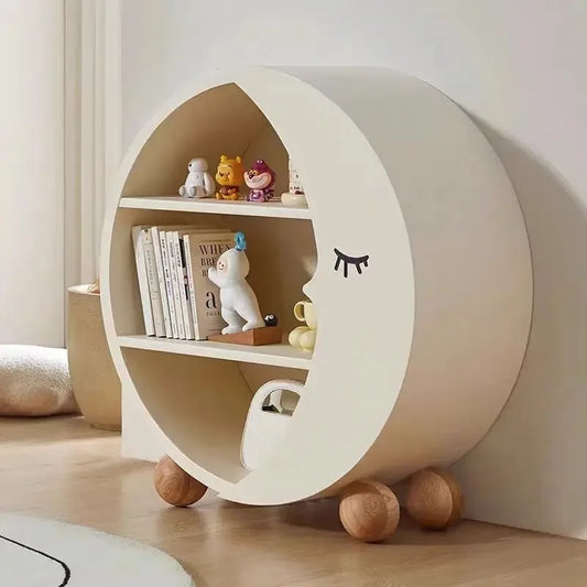 Modern Cream Style Sideboard Cabinet Lovely Moon Shape Storage Display Bookcase Children's Room Living Room Furniture Sideboard