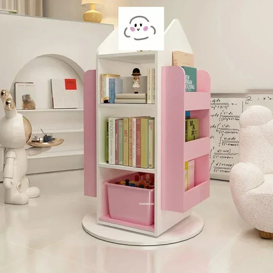 Rotating 360 Degree Bookshelves Simple Children's Bookcases Floor Baby Toy Shelf Corner Reading Bookshelf Children's Furniture K